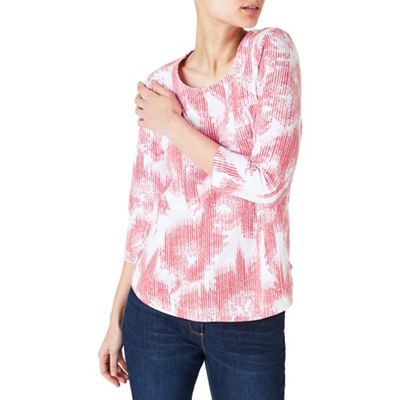 Graphic bloom coral jersey top
